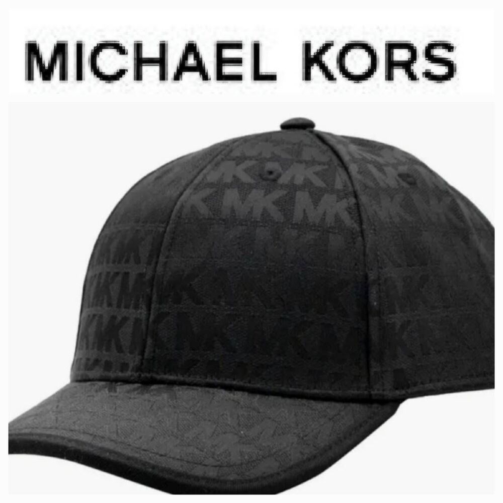 Michael Kors Monogram Logo Baseball Cap- Black